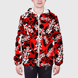 Куртка с капюшоном мужская Карате киокушинкай лого паттерн, цвет: 3D-белый — фото 2