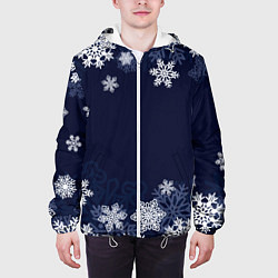 Куртка с капюшоном мужская Воздушные снежинки, цвет: 3D-белый — фото 2
