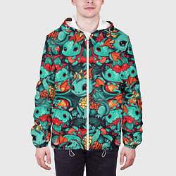 Куртка с капюшоном мужская Драконы с ёлками, цвет: 3D-белый — фото 2