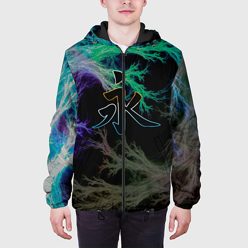 Мужская куртка Неоновый иероглиф / 3D-Черный – фото 3