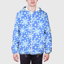Куртка с капюшоном мужская Мультяшные снежинки, цвет: 3D-белый — фото 2
