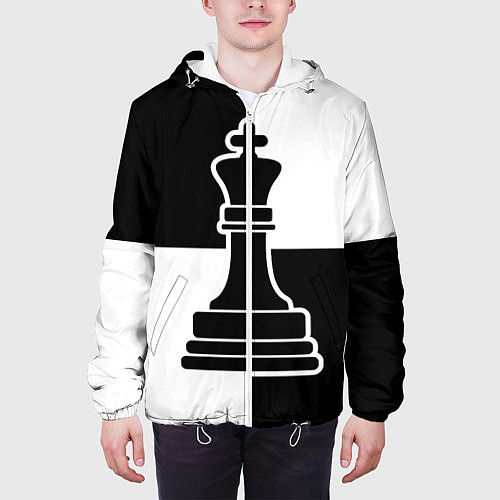 Мужская куртка Шахматы - ферзь / 3D-Белый – фото 3