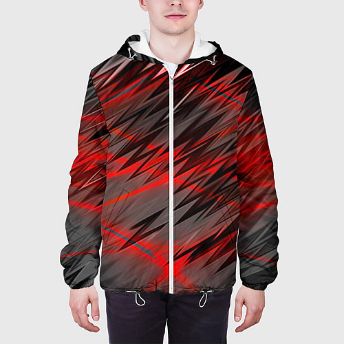 Мужская куртка Красные полосы надрезы / 3D-Белый – фото 3