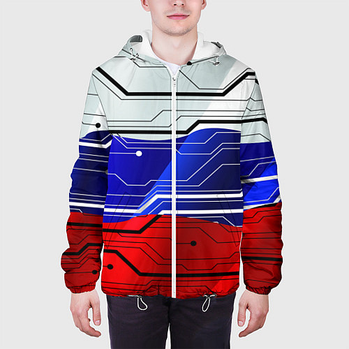Мужская куртка Символика: русский хакер / 3D-Белый – фото 3