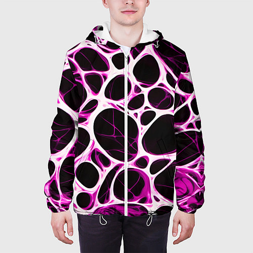 Мужская куртка Розовая морская волна / 3D-Белый – фото 3