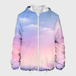 Куртка с капюшоном мужская Нежные краски неба, цвет: 3D-белый