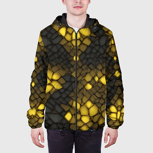 Мужская куртка Жёлтый трескающийся камень / 3D-Черный – фото 3