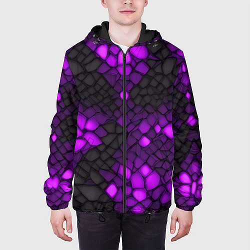 Мужская куртка Фиолетовый трескающийся камень / 3D-Черный – фото 3