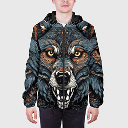 Куртка с капюшоном мужская Дикий волк с узорами, цвет: 3D-черный — фото 2