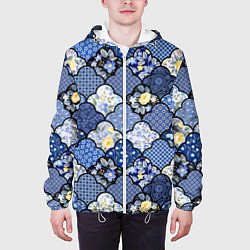 Куртка с капюшоном мужская Цветочный лоскутный коллаж, цвет: 3D-белый — фото 2