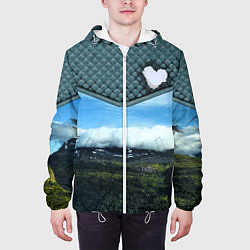 Куртка с капюшоном мужская Облачные сердца, цвет: 3D-белый — фото 2