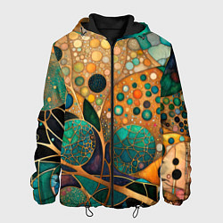 Мужская куртка Вдохновение Климтом - изумрудная абстракция с круг