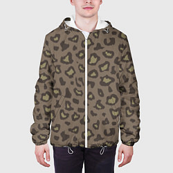 Куртка с капюшоном мужская Темный леопардовый узор, цвет: 3D-белый — фото 2