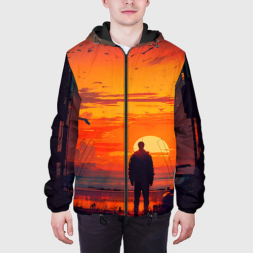 Мужская куртка Закат в пустынном городе / 3D-Черный – фото 3