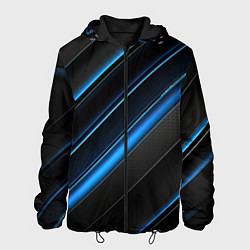 Куртка с капюшоном мужская Синий узор абстракции, цвет: 3D-черный