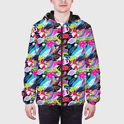 Куртка с капюшоном мужская Цветочный листопад, цвет: 3D-черный — фото 2
