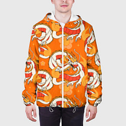Куртка с капюшоном мужская Оранжевый дракон 2024, цвет: 3D-белый — фото 2