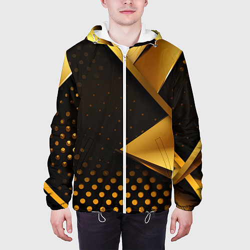Мужская куртка Золотистая текстура абстракт / 3D-Белый – фото 3