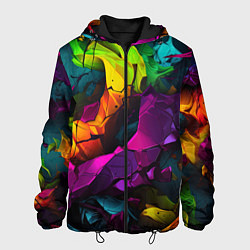 Куртка с капюшоном мужская Яркие разноцветные краски, цвет: 3D-черный