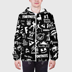 Куртка с капюшоном мужская Fortnite alllogo black, цвет: 3D-белый — фото 2