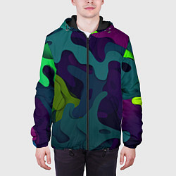Куртка с капюшоном мужская Неопределенный яркий камуфляж, цвет: 3D-черный — фото 2