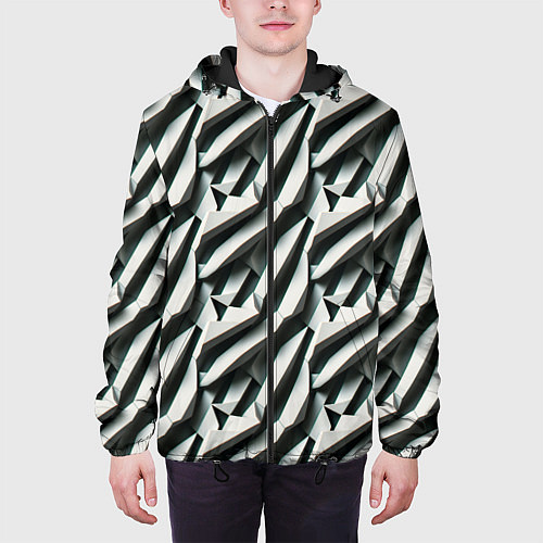 Мужская куртка Вертикальные полосы / 3D-Черный – фото 3
