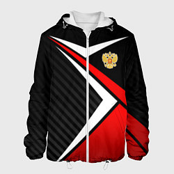 Куртка с капюшоном мужская Russia - black and red, цвет: 3D-белый