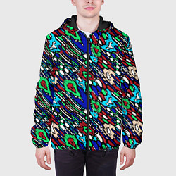 Куртка с капюшоном мужская Абстрактный цветной узор, цвет: 3D-черный — фото 2