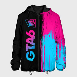 Куртка с капюшоном мужская GTA6 - neon gradient по-вертикали, цвет: 3D-черный