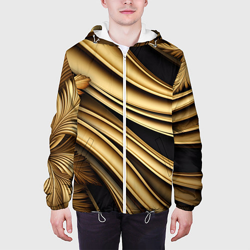 Мужская куртка Золотая объемная абстракция / 3D-Белый – фото 3
