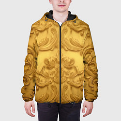 Куртка с капюшоном мужская Золото объемные узоры, цвет: 3D-черный — фото 2