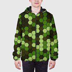 Куртка с капюшоном мужская Камуфляж гексагон лесной, цвет: 3D-черный — фото 2