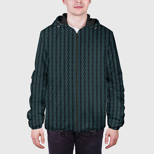 Мужская куртка Полосы цепочки серо-зелёный / 3D-Черный – фото 3