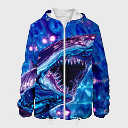 Куртка с капюшоном мужская Фиолетовая акула, цвет: 3D-белый