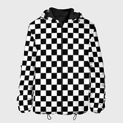 Куртка с капюшоном мужская Шахматное поле чёрно-белый, цвет: 3D-черный