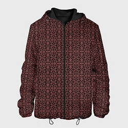 Куртка с капюшоном мужская Тёмно-красный ажурный, цвет: 3D-черный