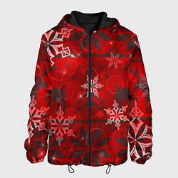 Куртка с капюшоном мужская Рождественские узоры снежинки, цвет: 3D-черный