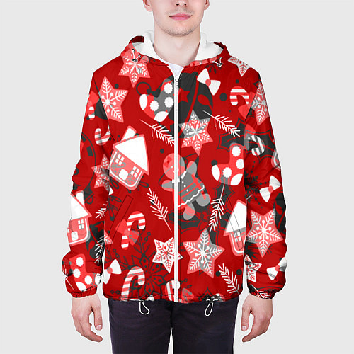 Мужская куртка Рождественские паттерны / 3D-Белый – фото 3
