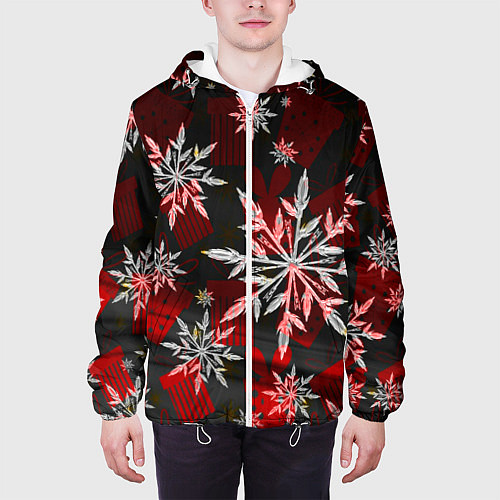 Мужская куртка Рождественские снежинки / 3D-Белый – фото 3