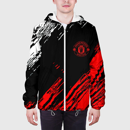 Мужская куртка ФК Манчестер Юнайтед спортивные краски / 3D-Белый – фото 3