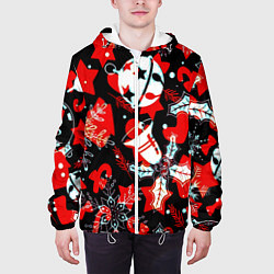 Куртка с капюшоном мужская Рождественские паттерны орнамент, цвет: 3D-белый — фото 2