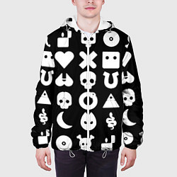 Куртка с капюшоном мужская Любовь смерть и роботы паттерн, цвет: 3D-белый — фото 2