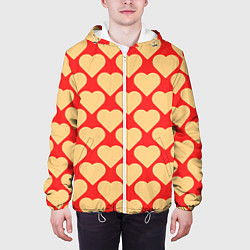 Куртка с капюшоном мужская Охристые сердца, цвет: 3D-белый — фото 2