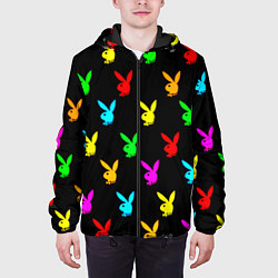 Куртка с капюшоном мужская Playboy pattern неон, цвет: 3D-черный — фото 2