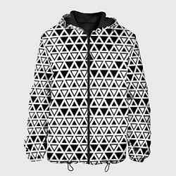 Куртка с капюшоном мужская Треугольники чёрные и белые, цвет: 3D-черный