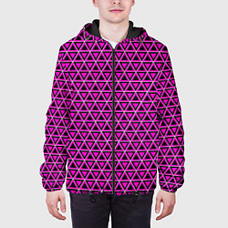 Куртка с капюшоном мужская Розовые и чёрные треугольники, цвет: 3D-черный — фото 2