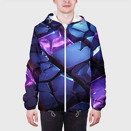 Мужская куртка Фиолетовые неоновые плиты / 3D-Белый – фото 3