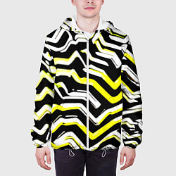 Куртка с капюшоном мужская Абстракция - полосы, цвет: 3D-белый — фото 2