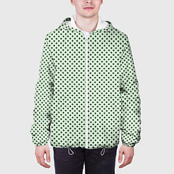 Куртка с капюшоном мужская Светло-салатовый паттерн маленькие звёздочки, цвет: 3D-белый — фото 2