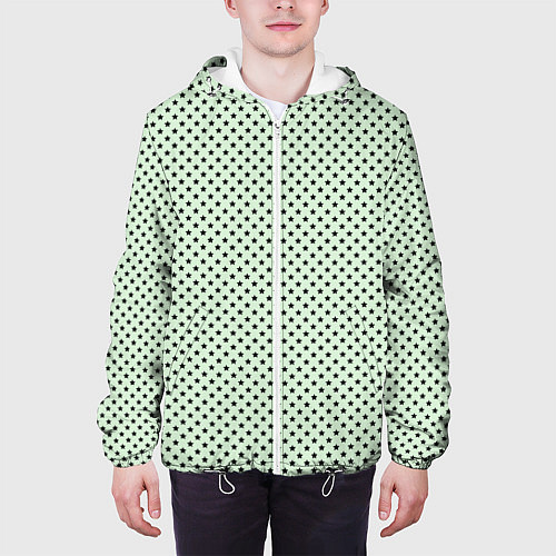 Мужская куртка Светло-салатовый паттерн маленькие звёздочки / 3D-Белый – фото 3